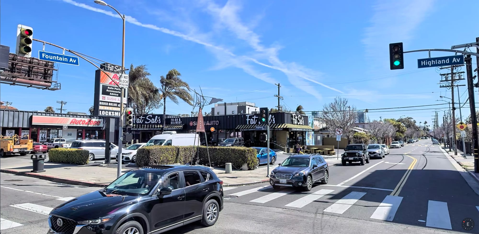 Street View of Highland Ave and Fountain Ave in Hollywood