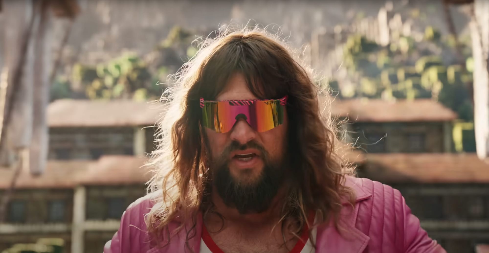 Jason Momoa as Garrett in A Minecraft Movie.