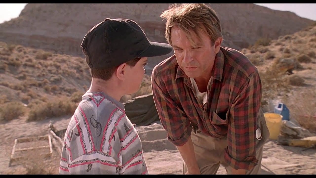Jurassic Park: At a dig site, Dr. Grant bends down to look a kid directly in the eyes as he tells him terrifying dino facts.